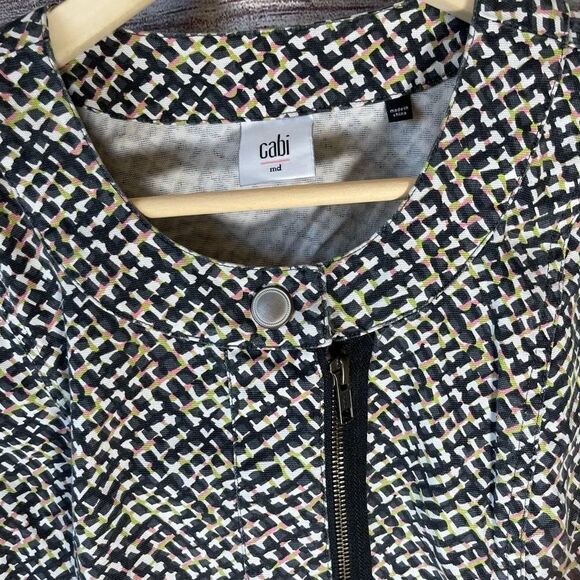 Cabi Print Front Zip Moto Jacket Style 5099 Sz M - Picture 7 of 9